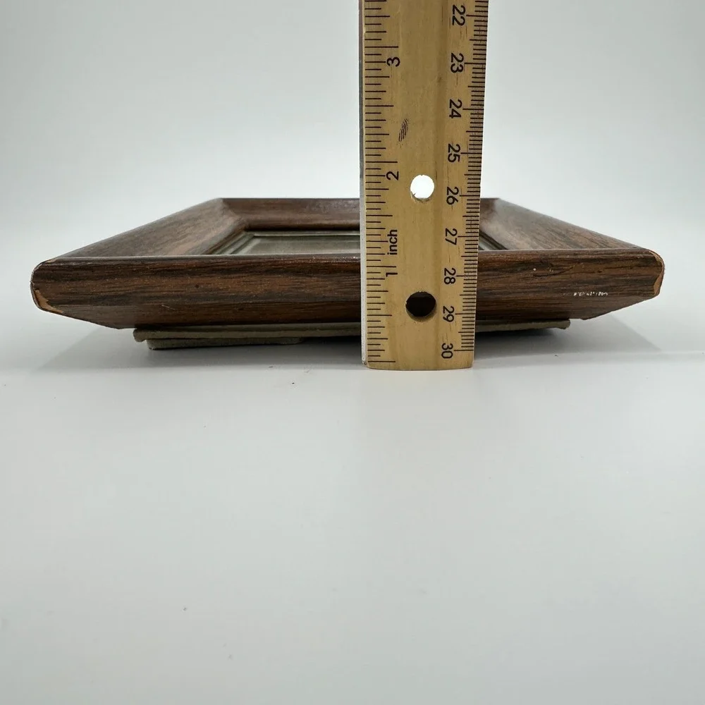 Vintage Style Dark Wood Beveled Tabletop Picture Frame with Metallic Trim 5x7